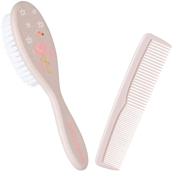 Гребінець і щітка Baby Nova зі штучною щетиною, рожева (3965305) - Pampik