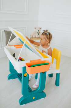 Комплект Poppet Столик Трансформер 6 в 1 + Стілець + Подушка на стілець + Набір фломастерів (PP-004-G) - Pampik - 13