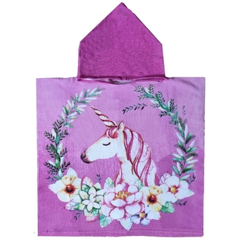 Полотенце детское Love You Единорог в цветочном кругу, банный, с капюшоном, 115х60 см (4599) - Pampik