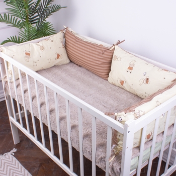 Защитная подушка-борт MirSon Kids Time 18-0009 Happy Hipos, бежевая, 4 шт. - Pampik