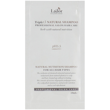 Безсульфатный органический шампунь La'dor Triplex3 Natural, 10 мл - Pampik