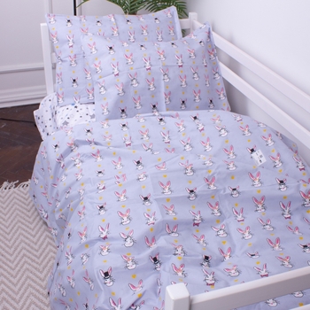 Пододеяльник на молнии MirSon Kids Time 17-0527 Bunnies, бязь, 210х143 см, серый - Pampik