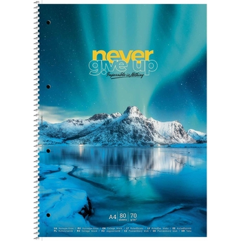 Коледж-блок Student, А4+, у клітинку, спіраль, 80 арк., північне сяйво (A4-080-6706K) - Pampik