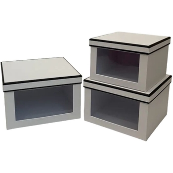 Набір подарункових коробок UFO 3 шт. (W2017 Набір 3 шт Black/White квадр.) - Pampik