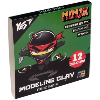 Пластилин Yes Ninja, 12 цветов, 240 г (540620) - Pampik