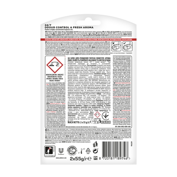 Блок для чистки унитаза Domestos Aroma Lux Свежесть розового жасмина и цветов бузины, 110 г (2 шт по 55 г) - Pampik - 2