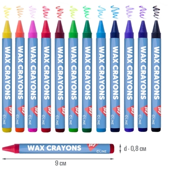 Олівці воскові Yes Line Friends, 12 кольорів (590141) - Pampik - 3