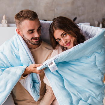 Одеяло шерстяное MirSon Valentino Hand Made №1354, летнее, 110x140 см, бело-голубое - Pampik - 9