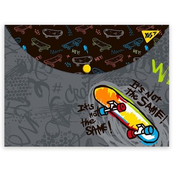 Папка-конверт Yes Skate boom, A4, с кнопкой (492014) - Pampik