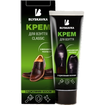 Крем для обуви Blyskavka Premium, с пчелиным воском, бесцветный, 75 мл - Pampik