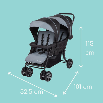 Прогулянкова коляска для двійні Bebe Confort Teamy, Shadow Block, чорна (1151060210) - Pampik - 6