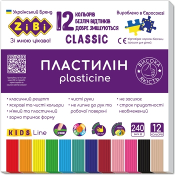 Пластилін ZiBi Kids Line Classic 12 кольорів 240 г (ZB.6233) - Pampik