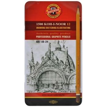 Набір олівців графітних Koh-i-Noor 1500 Art 8В-2Н 12 шт. (1502.II) - Pampik