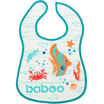 Нагрудник бавовняний Baboo Sea Life, 3+ міс., білий (11-010) - Pampik