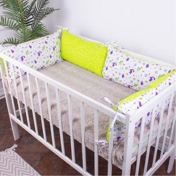 Захисна подушка-борт MirSon Kids Time 18-0001 Hello Dino, біла - Pampik