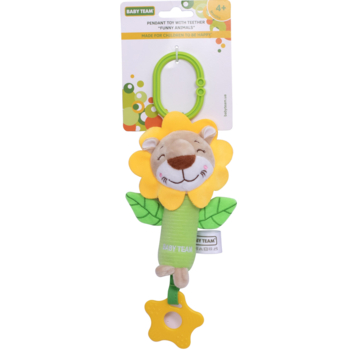Іграшка-підвіска Baby Team Веселі тварини Левеня, з прорізувачем (8525_левеня) - Pampik