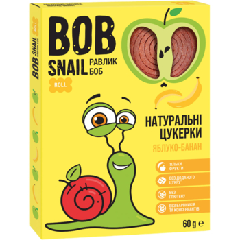 Натуральные конфеты Bob Snail Roll Яблоко-Банан, 60 г - Pampik