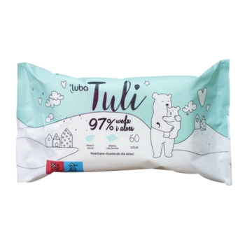 Дитячі вологі серветки Luba Tuli, 97% води та алое, 60 шт. - Pampik