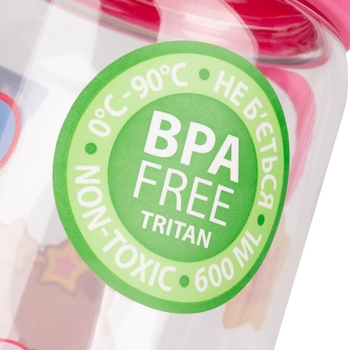 Бутылка для воды Yes Line friends, 600 мл, прозрачная с розовым (707951) - Pampik - 3