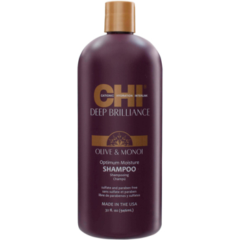 Шампунь CHI Deep Brilliance Olive & Monoi Optimum Moisture для поврежденных волос, 946 мл - Pampik