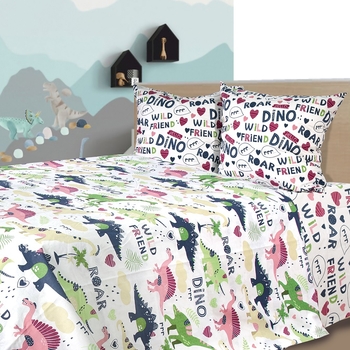 Комплект постільної білизни Ярослав, бязь набивна, дитячий, 147x112 см, різнокольоровий (519_t284) - Pampik