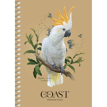 Блокнот для записей Student, А6, в клеточку, спираль, 60 л., Белый попугай на ветке (A6-SC-060-6086K) - Pampik