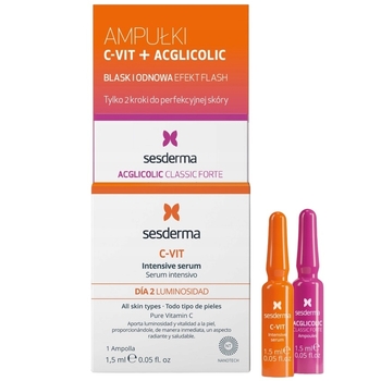 Ампулы для очищения и сияния кожи Sesderma C-Vit Acglicolic Flash, 2 шт. - Pampik
