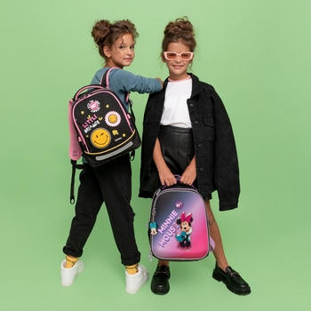 Рюкзак каркасний Yes H-100 Minnie Mouse, черный с малиновым (552210) - Pampik - 4