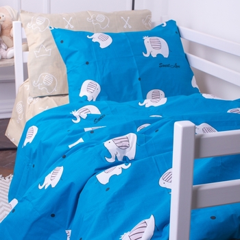 Пододеяльник на молнии MirSon Kids Time 17-0350 Slovenia, бязь, 210х143 см, голубой с белым - Pampik