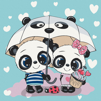 Картина за номерами ArtCraft Пандочки під парасолькою 30x30 см (15519-AC) - Pampik