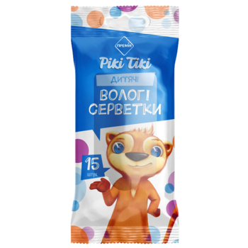 Серветки вологі Премія Рікі Тікі, дитячі, 15 шт. - Pampik