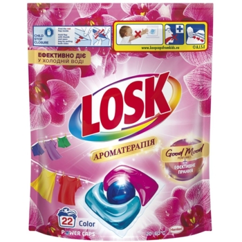 Трио-капсулы для стирки Losk Ароматерапия, эфирные масла и аромат малазийского цветка, 22 шт. - Pampik