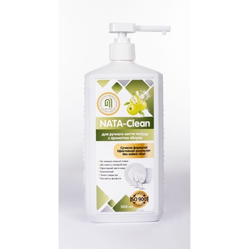 Средство для ручного мытья посуды Nata-Clean с ароматом яблока, с дозатором, 1000 мл - Pampik - 2
