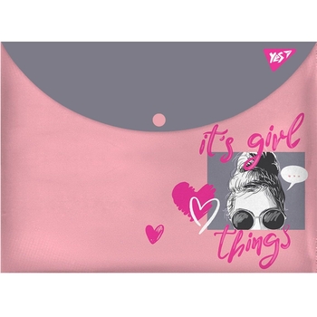 Папка-конверт Yes Girlish, DL, с кнопкой (491879) - Pampik