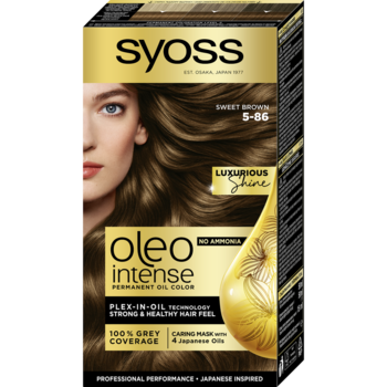 Стойкая краска для волос Syoss Oleo Intense 5-86 карамельный каштановый, 115 мл - Pampik