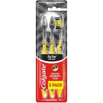 Зубна щітка Colgate Zig Zag Charcoal, 3 шт. - Pampik