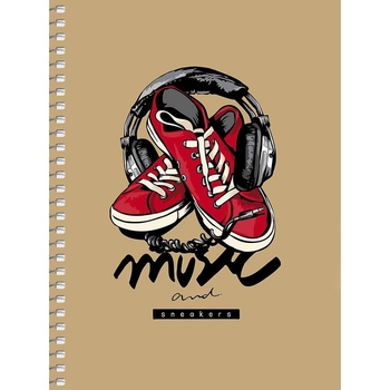 Блокнот для записей Student, В6, в клеточку, спираль, 80 л., Музыка и спорт (B6-SC-080-6105K) - Pampik