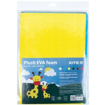 Фоаміран Kite з плюшевою фактурою А4 6 аркушів 6 кольорів (K22-432) - Pampik