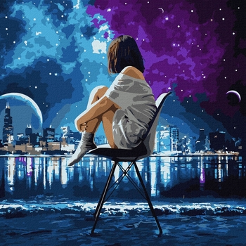 Набор для росписи по номерам Ідейка Ночные мысли с красками металлик, 50х50 см (KHO5036) - Pampik