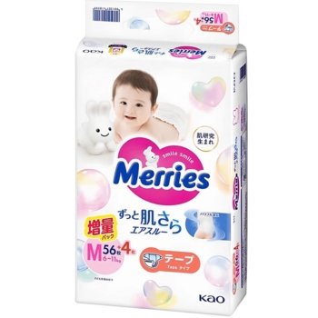 Підгузки на липучках Merries 3/M (6-11 кг), 56 шт. - Pampik