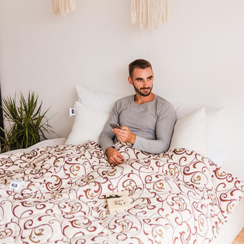 Ковдра вовняна MirSon №016, літня, 110x140 см, бежева з візерунком - Pampik - 6