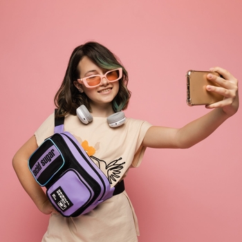 Сумка на пояс Yes SP-31 Acid Sugar, 25х15,5x6 см, сиреневая, (559528) - Pampik - 2