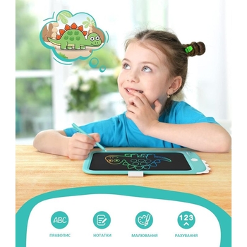 Дитячий LCD планшет для малювання Beiens Динозаврик 10” Multicolor, блакитний (К1006blue) - Pampik - 6