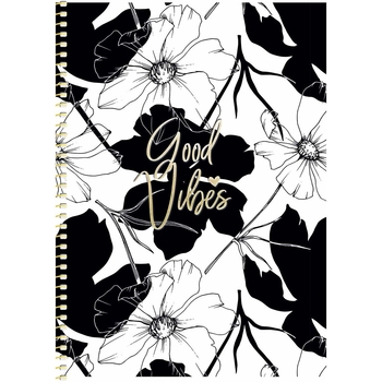 Зошит для записів Genius А5, в клітинку, спіраль, 80 л., Квіти чорно-білі (B5-SC-080-6084K) - Pampik