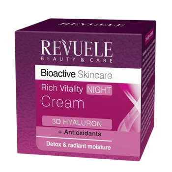 Насыщенный ночной крем для лица Revuele Bioactive Skincare 3D Hyaluron Rich Vitality Night Cream Гиалуроновый, 50 мл - Pampik