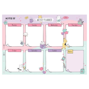 Планер настінний Kite Cats на тиждень сухостираємий А4 (K22-471-2) - Pampik