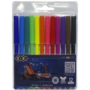 Фломастери ZiBi Машинка Smart Line 12 кольорів (ZB.2811) - Pampik