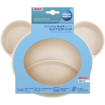 Силіконова тарілка на присосці Canpol Babies Ведмедик (51/401_creme) - Pampik - 6