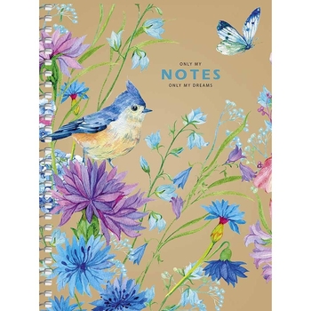 Блокнот для записів Student, В6, у клітинку, спіраль, 80 л., Синій метелик і птах (B6-SC-080-6104K) - Pampik