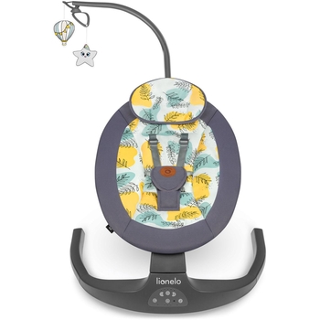 Шезлонг-гойдалка Lionelo Ralf Grey Concrete з ігровою дугою, сірий з жовтим - Pampik - 2